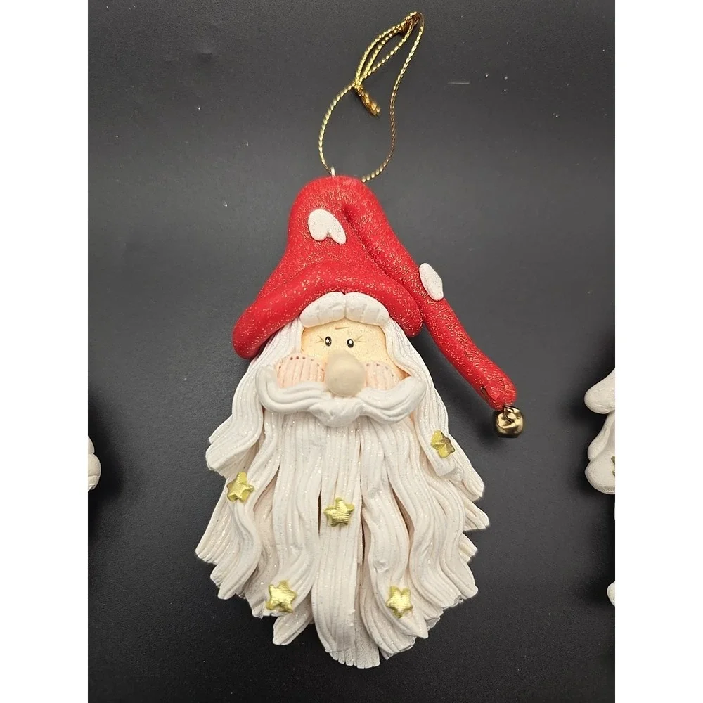 Christmas Clay Santa Ornaments‎ Set of 3